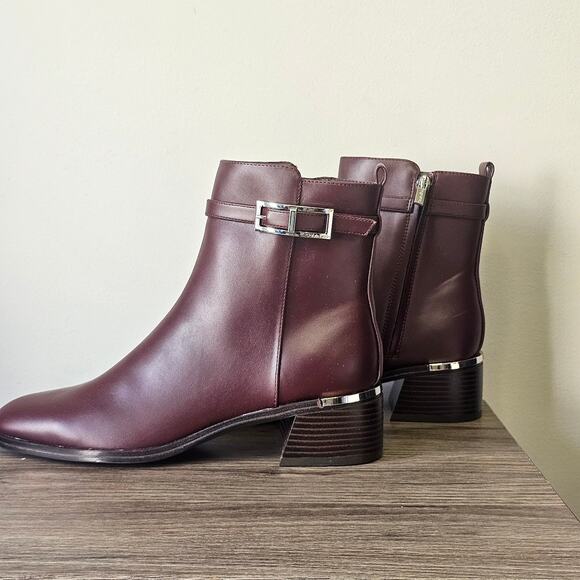 Calvin Klein Women's Jallis Block Heel Dress Booties Size 10 Dark Red NWT - Picture 1 of 7